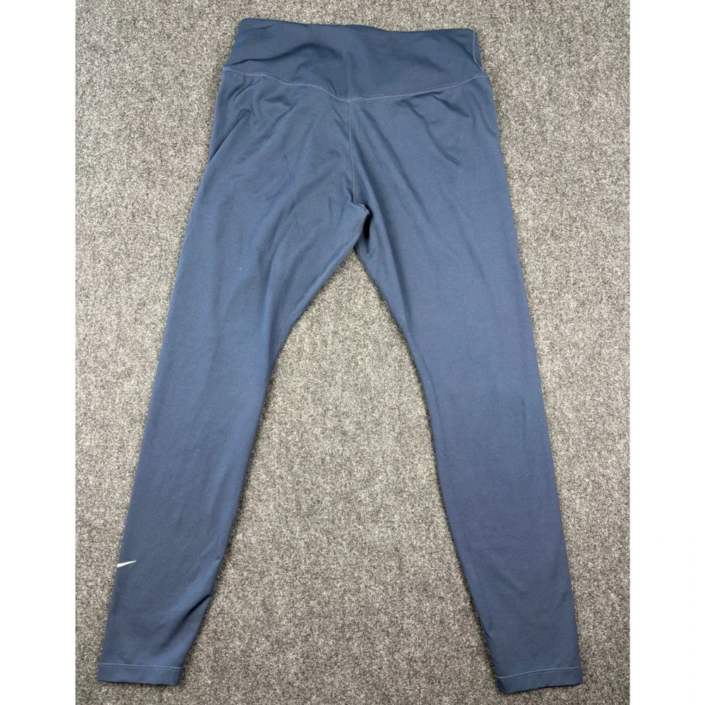 Nike Dri-FIT Womens Large Navy High Rise Leggings Hidden Pocket Athletic